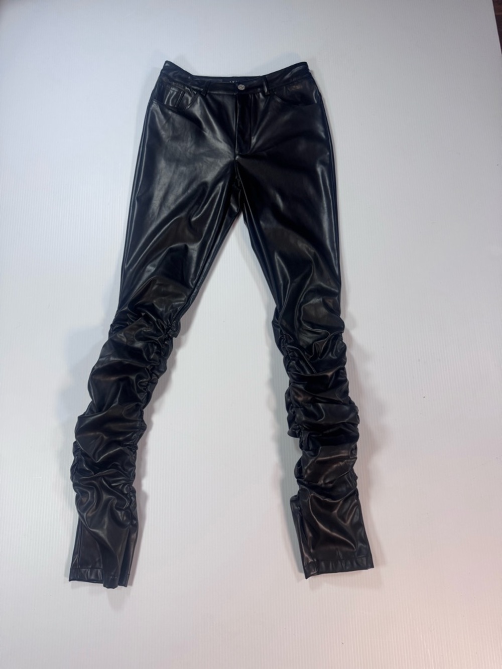 AKIRA Black Faux Leather Ruched Pants – S/M – NWT - Picture 2 of 5